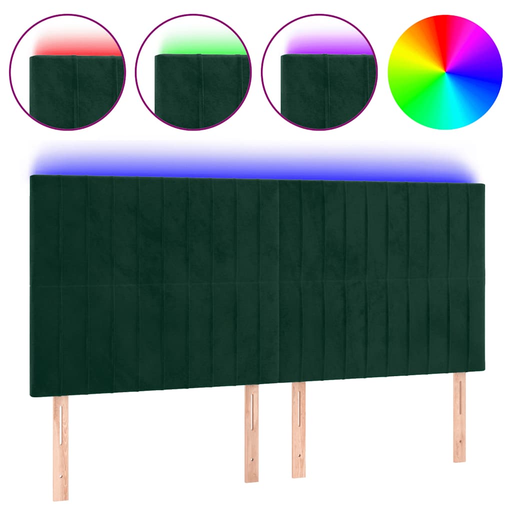 Testiera a LED Verde Scuro 160x5x118/128cm in Velluto | homemem39
