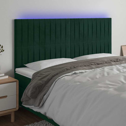 Testiera a LED Verde Scuro 160x5x118/128cm in Velluto | homemem39