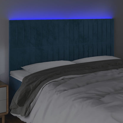 Testiera a LED Blu Scuro 180x5x118/128 cm in Velluto - homemem39