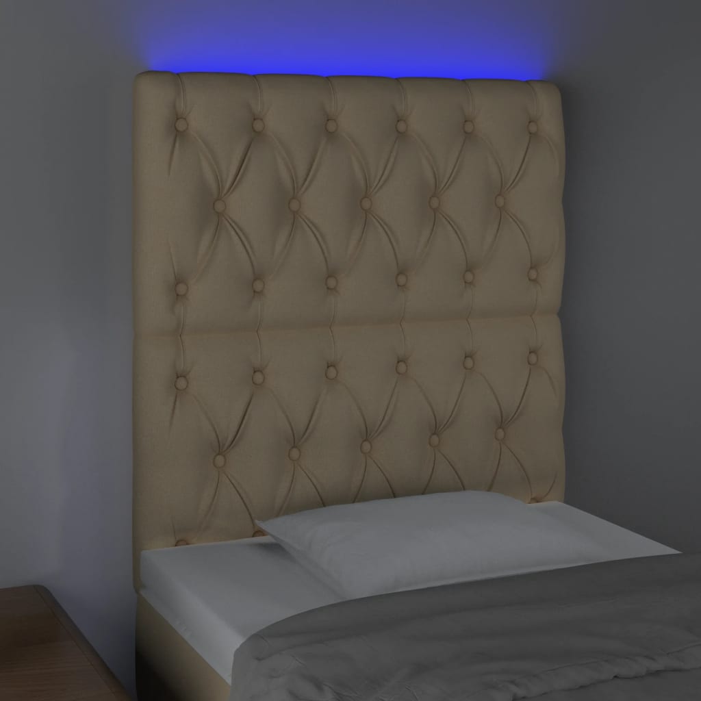 Testiera a LED Crema 80x7x118/128 cm in Tessuto