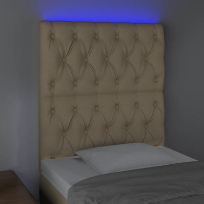 Testiera a LED Crema 80x7x118/128 cm in Tessuto