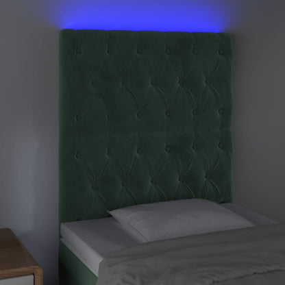 Testiera a LED Verde Scuro 80x7x118/128cm in Velluto - homemem39