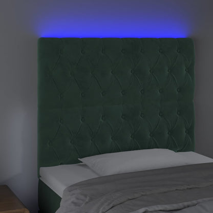 Testiera a LED Verde Scuro 100x7x118/128cm in Velluto - homemem39