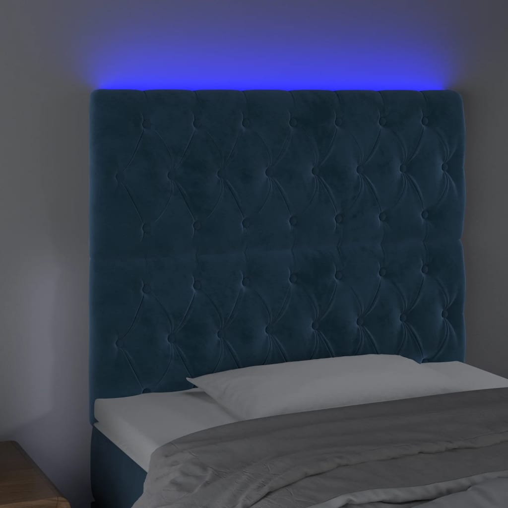 Testiera a LED Blu Scuro 100x7x118/128 cm in Velluto