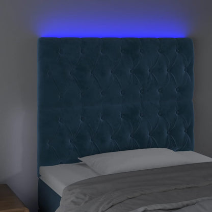 Testiera a LED Blu Scuro 100x7x118/128 cm in Velluto