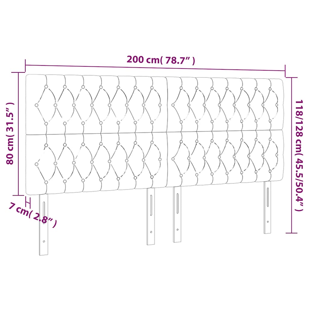 Testiera a LED Blu Scuro 200x7x118/128 cm in Velluto | homemem39