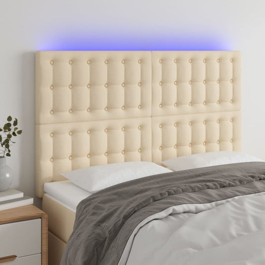 Testiera a LED Crema 144x5x118/128 cm in Tessuto - homemem39