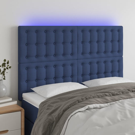 Testiera a LED Blu 144x5x118/128 cm in Tessuto - homemem39