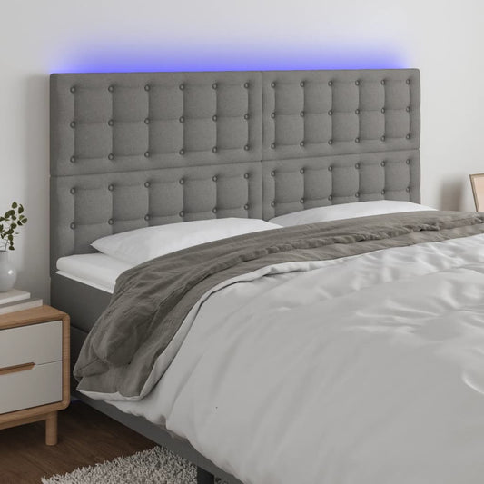 Testiera a LED GrigioScuro 160x5x118/128cm inTessuto - homemem39