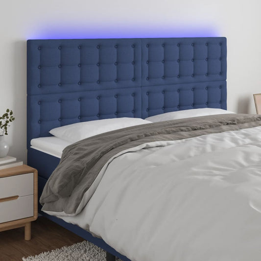 Testiera a LED Blu 160x5x118/128 cm in Tessuto - homemem39