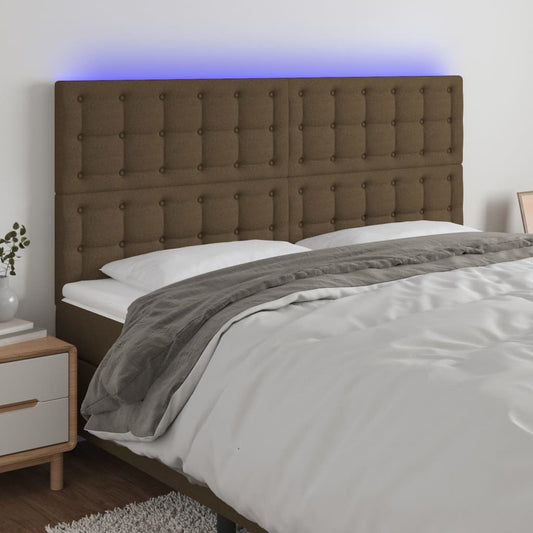 Testiera a LED Marrone Scuro 180x5x118/128 cm in Tessuto - homemem39