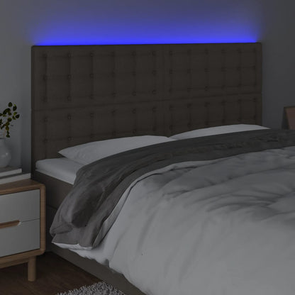 Testiera a LED Tortora 180x5x118/128 cm in Tessuto - homemem39
