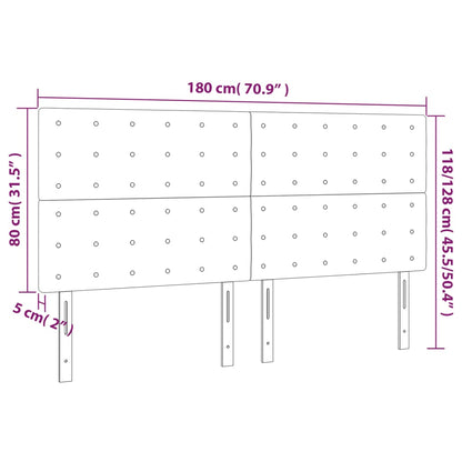 Testiera a LED Tortora 180x5x118/128 cm in Tessuto - homemem39