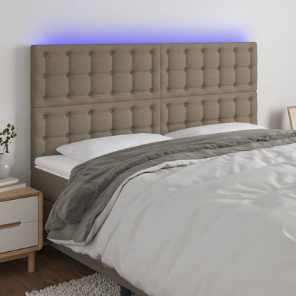 Testiera a LED Tortora 180x5x118/128 cm in Tessuto - homemem39