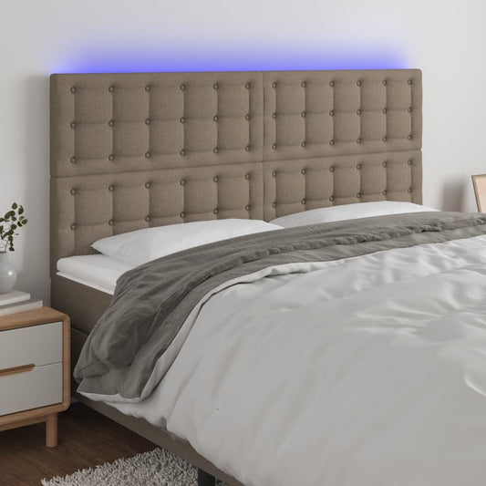Testiera a LED Tortora 180x5x118/128 cm in Tessuto - homemem39