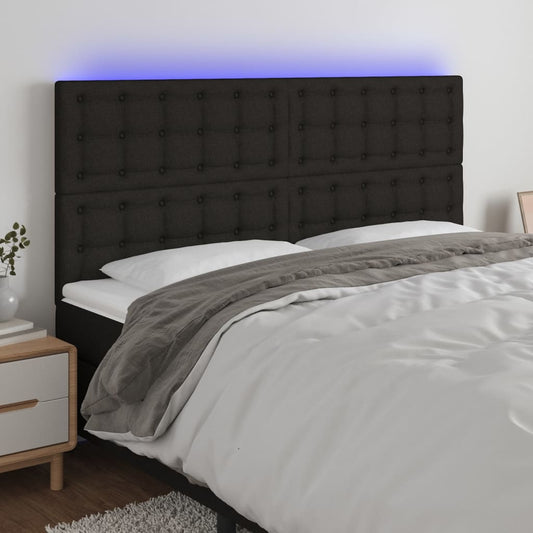 Testiera a LED nero 200x5x118/128cm in Tessuto - homemem39