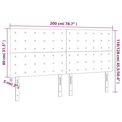 Testiera a LED tortora 200x5x118/128cm in Tessuto - homemem39