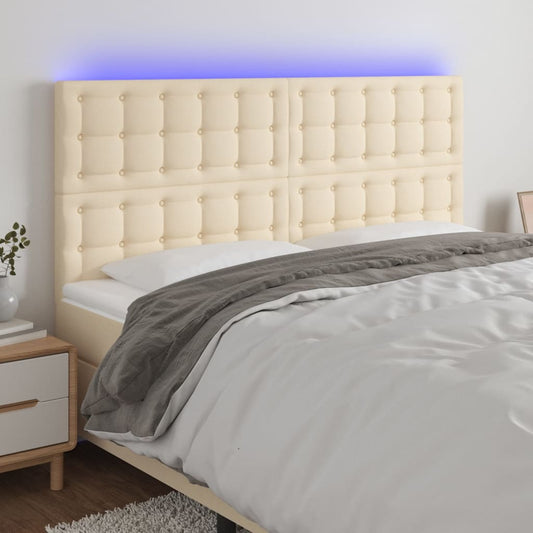 Testiera a LED crema 200x5x118/128cm in Tessuto - homemem39