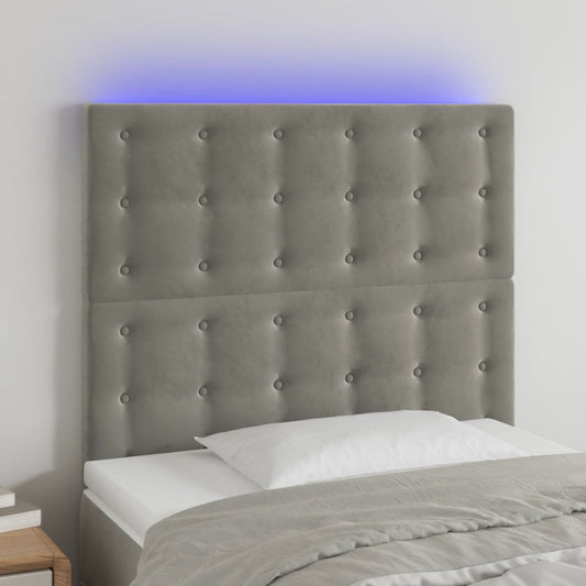 Testiera a LED Grigio Chiaro 80x5x118/128 cm in Velluto - homemem39