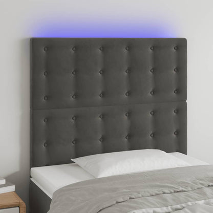 Testiera a LED Grigio Scuro 80x5x118/128 cm in Velluto - homemem39