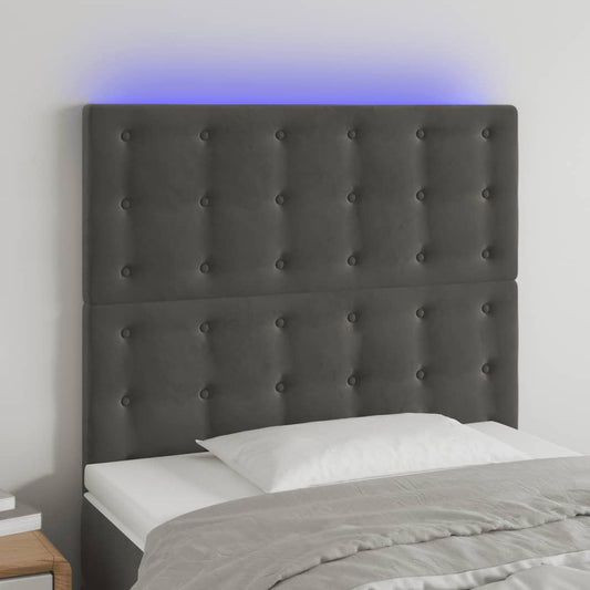 Testiera a LED Grigio Scuro 80x5x118/128 cm in Velluto - homemem39
