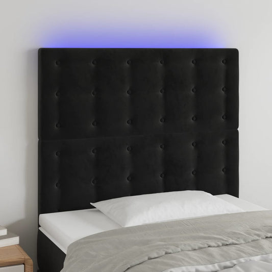 Testiera a LED Nera 80x5x118/128 cm in Velluto - homemem39
