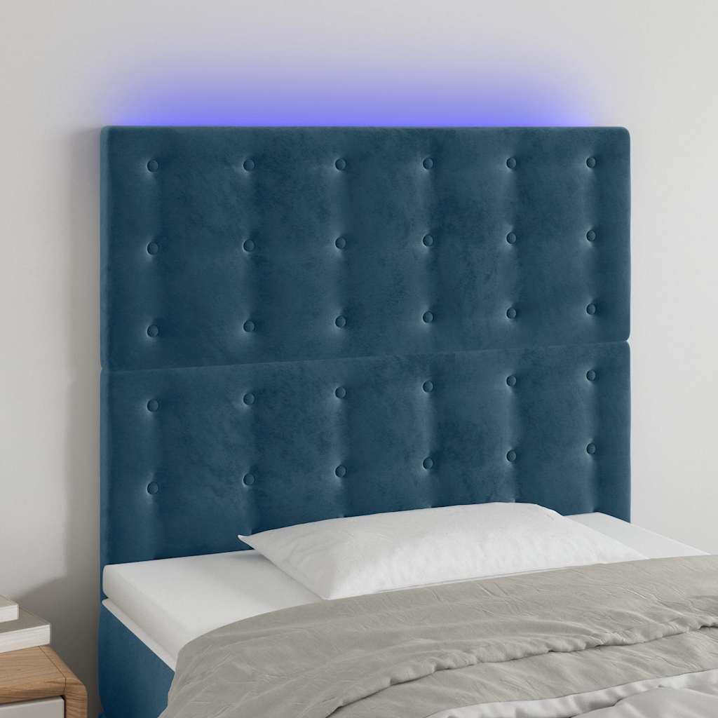 Testiera a LED Blu scuro 80x5x118/128 cm in Velluto | homemem39
