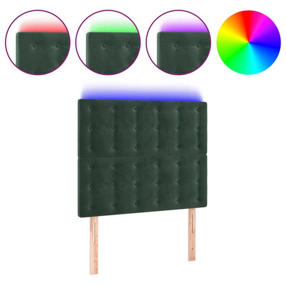 Testiera a LED Verde Scuro 90x5x118/128 cm in Velluto - homemem39