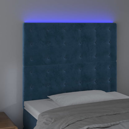 Testiera a LED Blu Scuro 90x5x118/128 cm in Velluto - homemem39