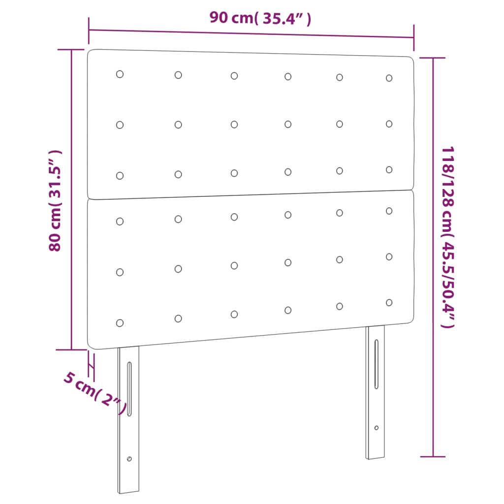 Testiera a LED Blu Scuro 90x5x118/128 cm in Velluto - homemem39