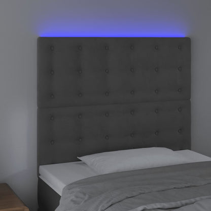 Testiera a LED GrigioScuro 100x5x118/128cm in Velluto - homemem39