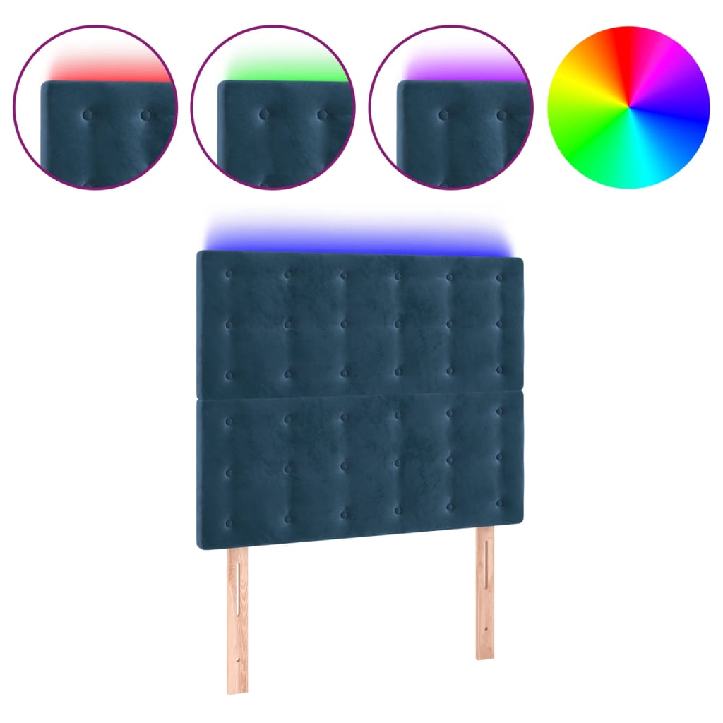 Testiera a LED Blu Scuro 100x5x118/128 cm in Velluto - homemem39