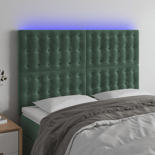 Testiera a LED Verde Scuro 144x5x118/128cm in Velluto - homemem39