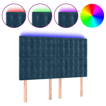 Testiera a LED Blu Scuro 144x5x118/128 cm in Velluto | homemem39