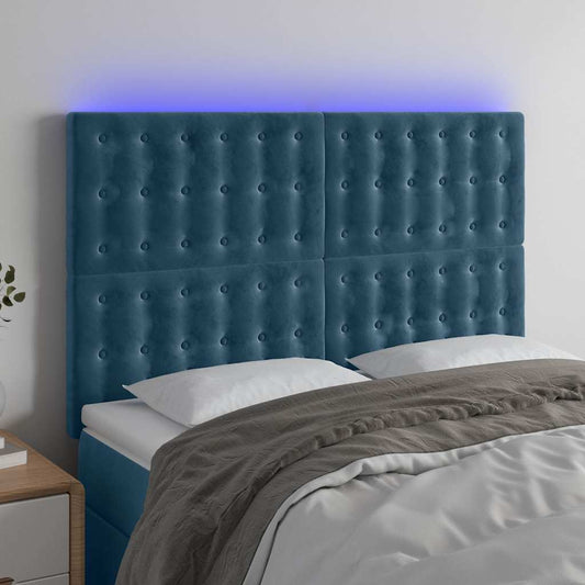 Testiera a LED Blu Scuro 144x5x118/128 cm in Velluto | homemem39