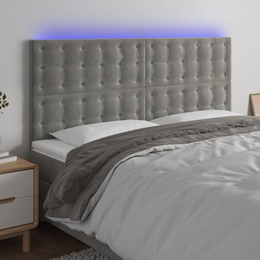 Testiera a LED Grigio Chiaro 160x5x118/128 cm in Velluto - homemem39