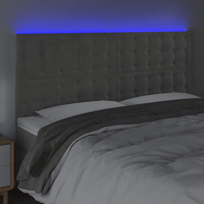 Testiera a LED Grigio Chiaro 180x5x118/128 cm in Velluto - homemem39