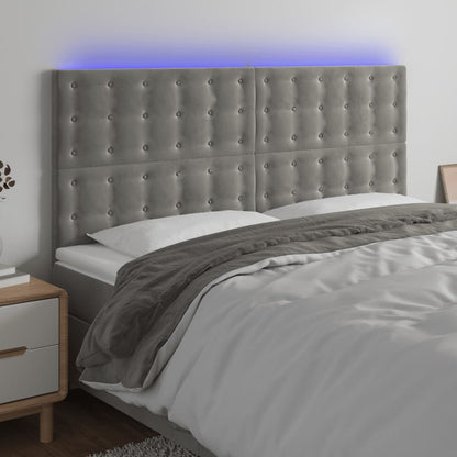 Testiera a LED Grigio Chiaro 180x5x118/128 cm in Velluto - homemem39
