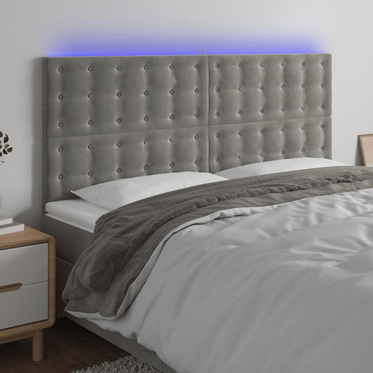 Testiera a LED Grigio Chiaro 180x5x118/128 cm in Velluto - homemem39