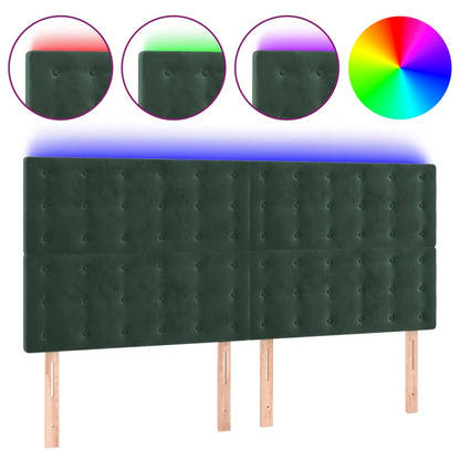Testiera a LED Verde Scuro 180x5x118/128cm in Velluto - homemem39