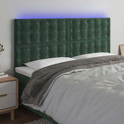 Testiera a LED Verde Scuro 180x5x118/128cm in Velluto - homemem39