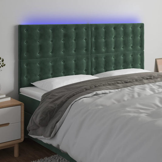 Testiera a LED Verde Scuro 180x5x118/128cm in Velluto - homemem39