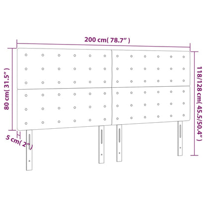 Testiera a LED Grigio Chiaro 200x5x118/128 cm in Velluto - homemem39