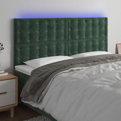 Testiera a LED Verde Scuro 200x5x118/128 cm in Velluto - homemem39