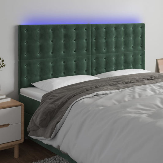 Testiera a LED Verde Scuro 200x5x118/128 cm in Velluto - homemem39