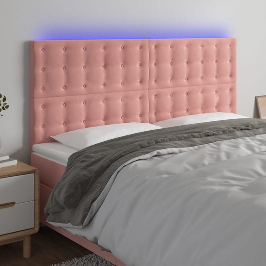 Testiera a LED rosa 200x5x118/128 cm in Velluto - homemem39