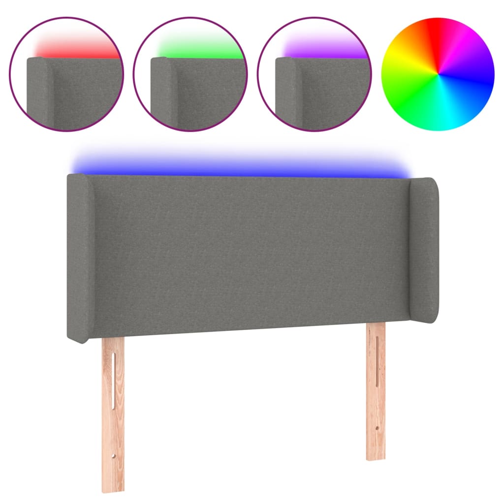 Testiera a LED Grigio Scuro 83x16x78/88 cm in Tessuto - homemem39
