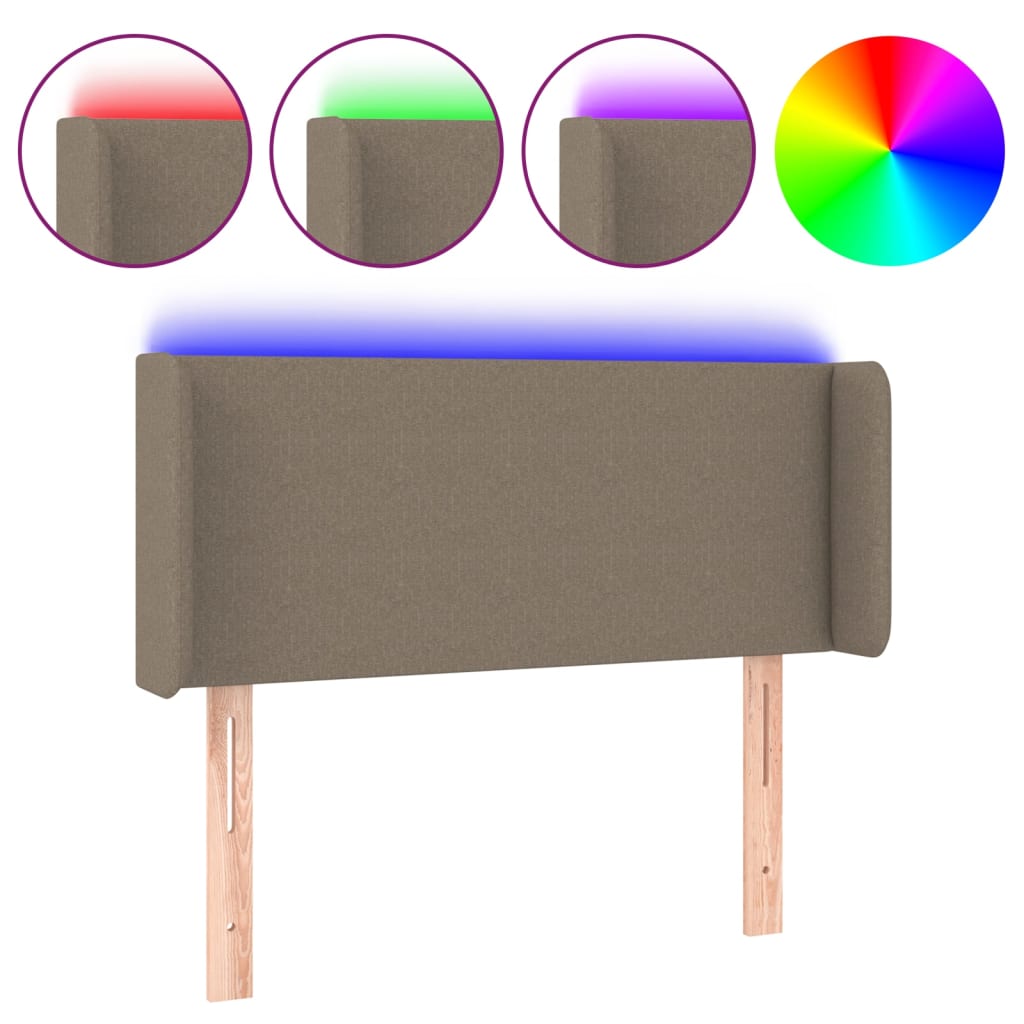 Testiera a LED Tortora 83x16x78/88 cm in Tessuto - homemem39
