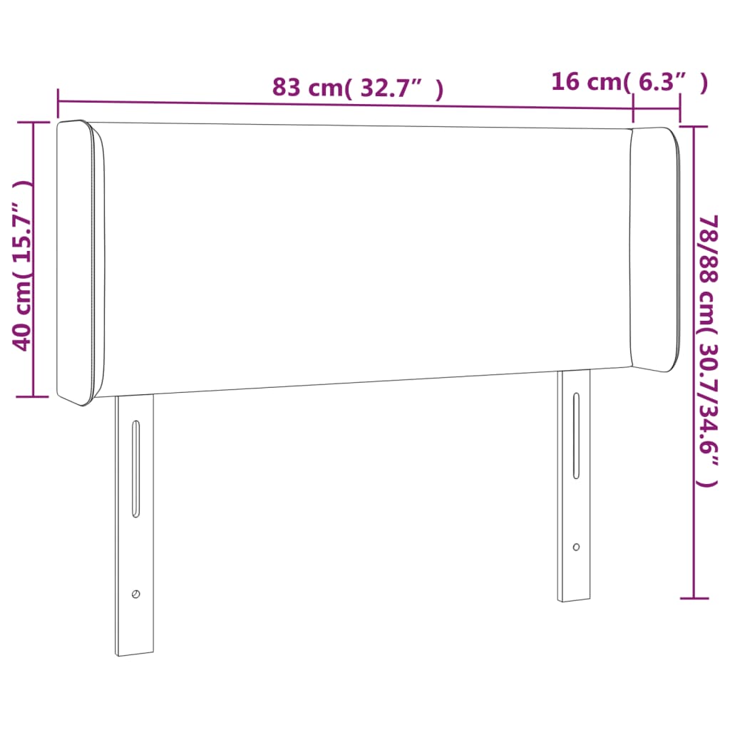 Testiera a LED Tortora 83x16x78/88 cm in Tessuto - homemem39