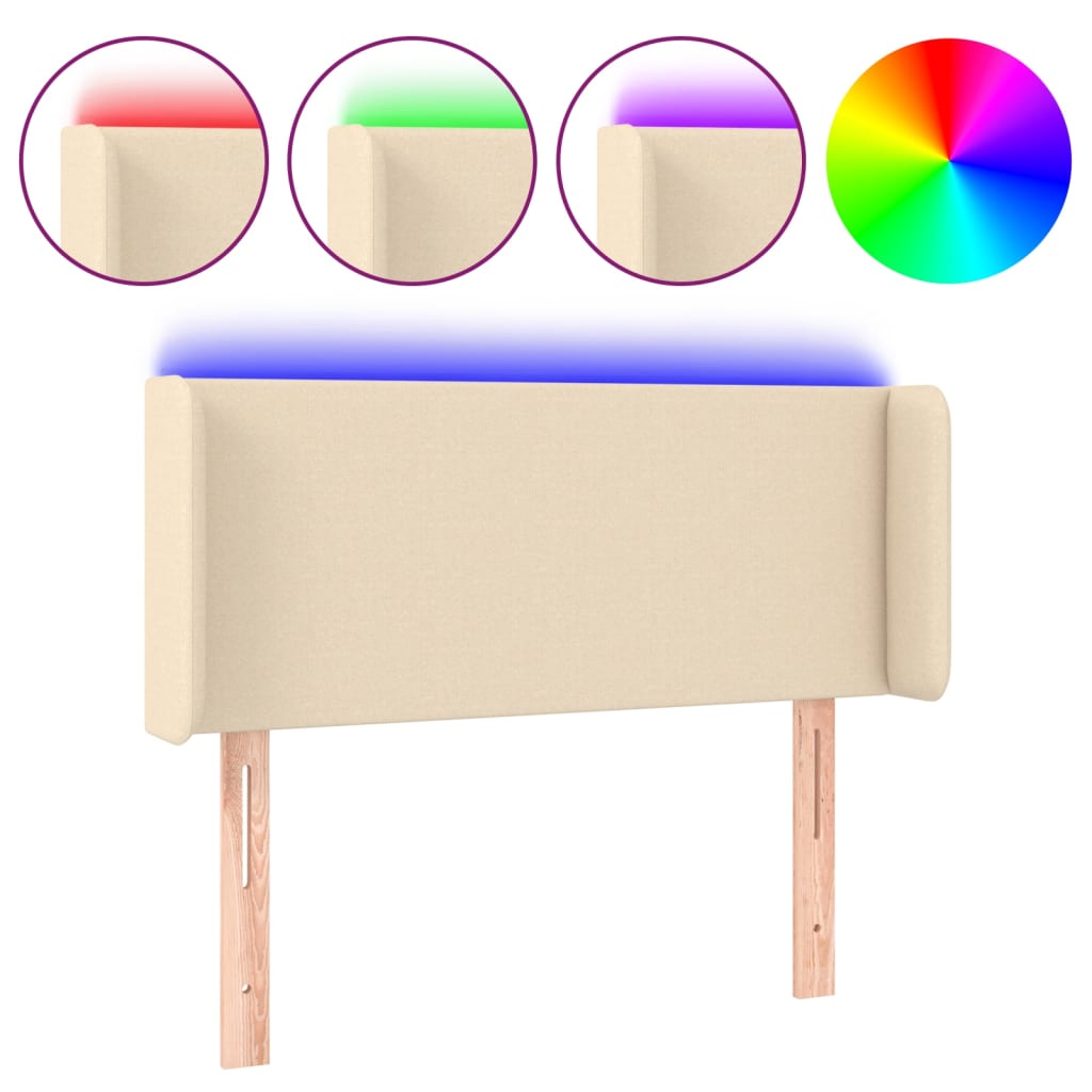 Testiera a LED Crema 83x16x78/88 cm in Tessuto - homemem39